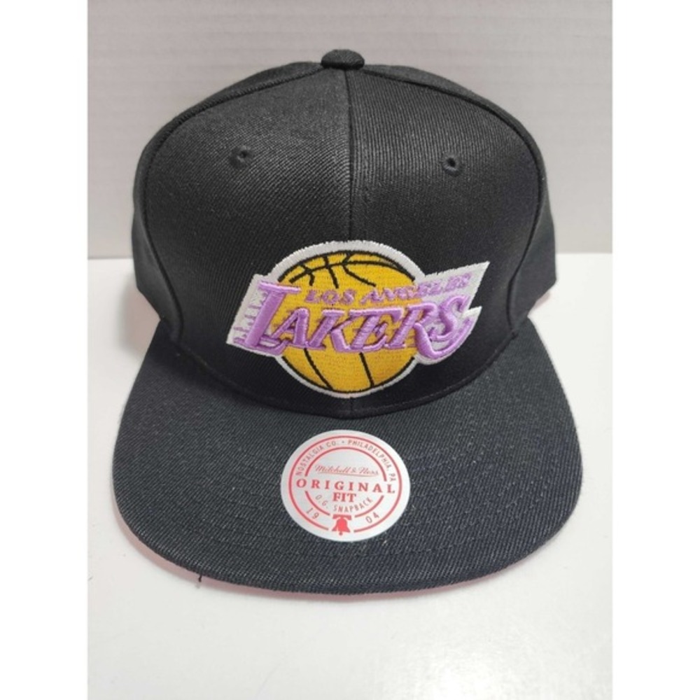 Mitchell & Ness Los Angeles Lakers NBA Snapback Hat Cap LA Black Pink NEW‎ NWT
